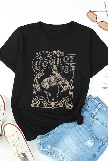 COWBOY Western Pattern Print Graphic T Shirt