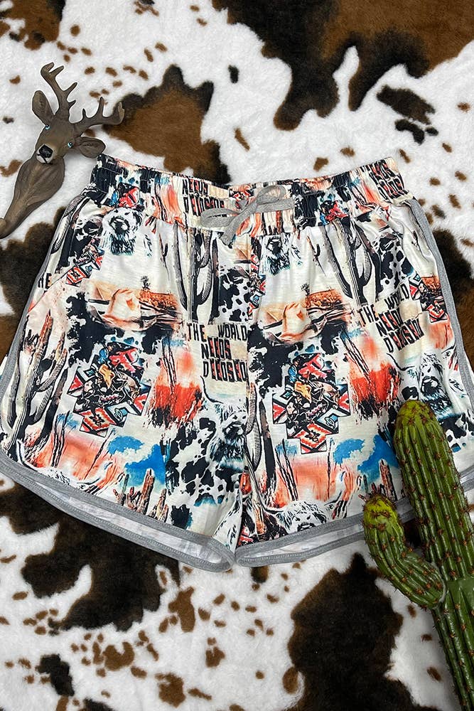 STC176 Western Drawstring Shorts: Aztec / 2XL