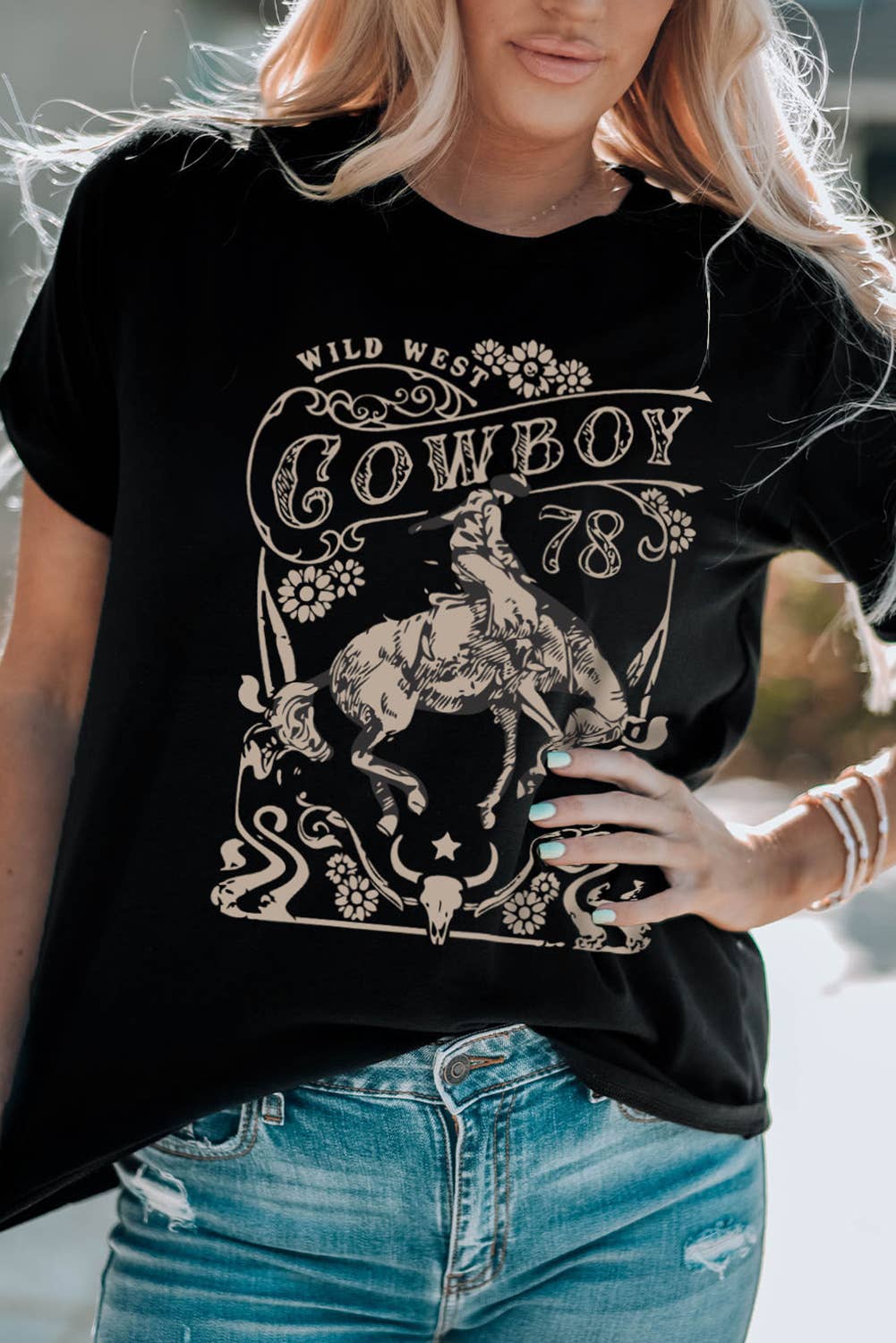 COWBOY Western Pattern Print Graphic T Shirt