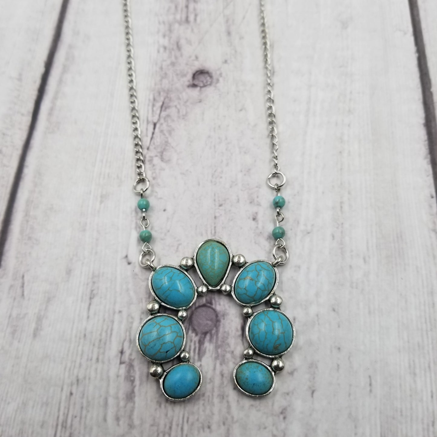 Turquoise Stone Long Chain Necklace