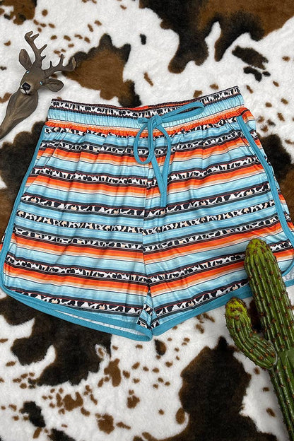 STC176 Western Drawstring Shorts: Aztec / 2XL