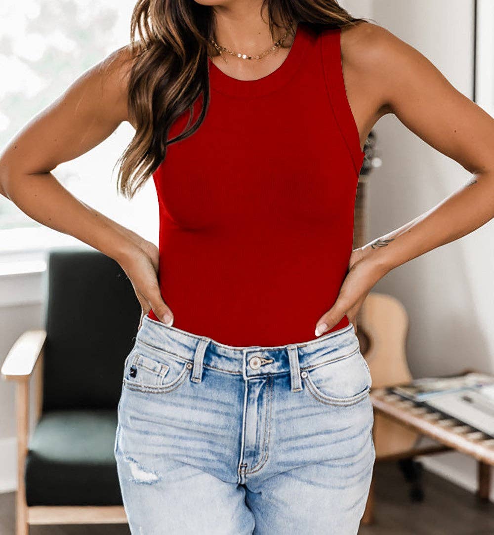 Sleeveless Tops : Red